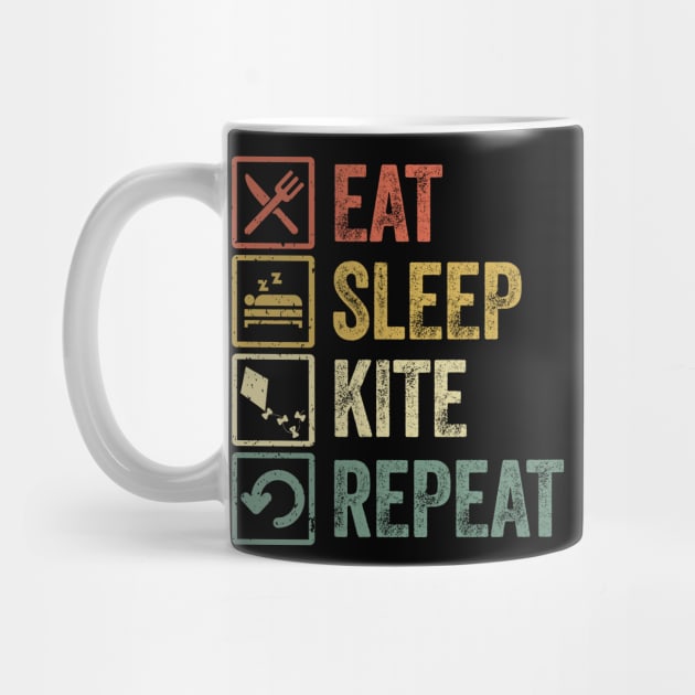 Funny eat sleep kite repeat retro vintage gift by Lyume